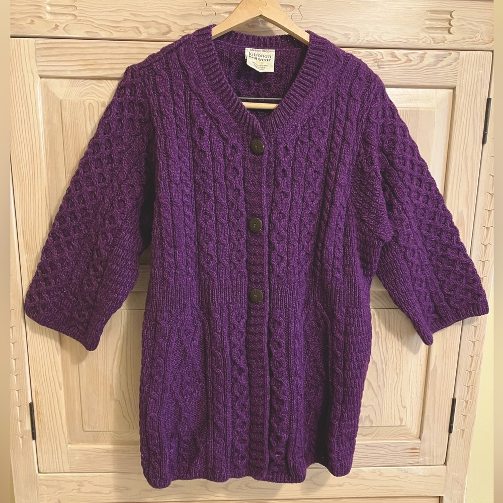 Kilronan Knitwear Wool Made in Ireland Cardigan Modern Prep Preppy Literary Chic